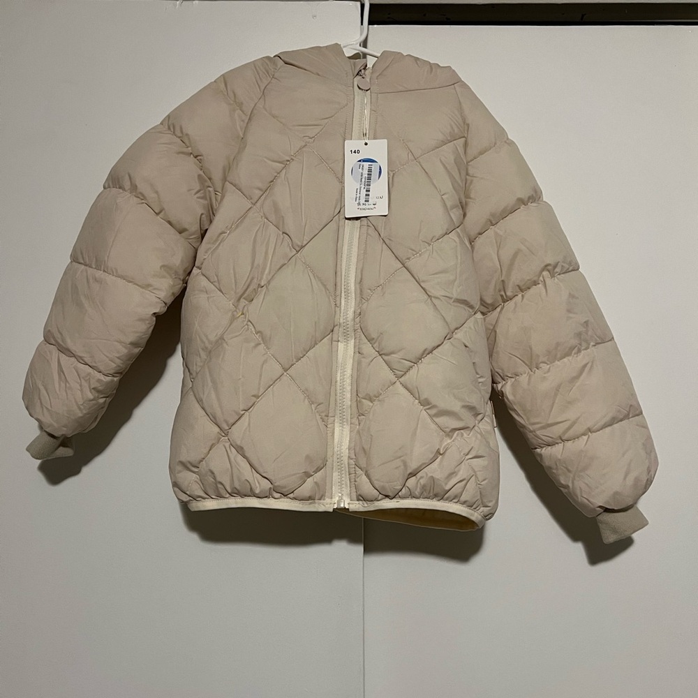 Kids Beige Quilted Puffer Jacket